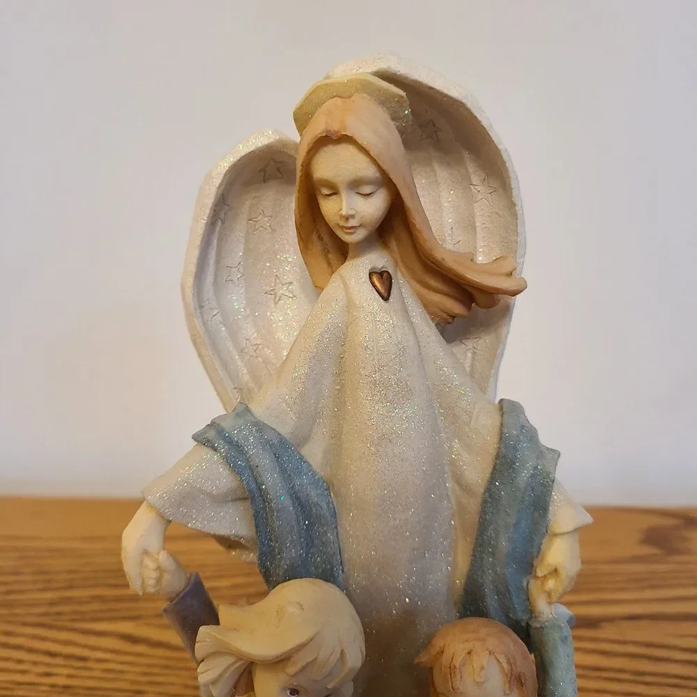 Karen Hahn Angel With Kids Figurine Foundations by Karen Hahn Enesco Group VTG